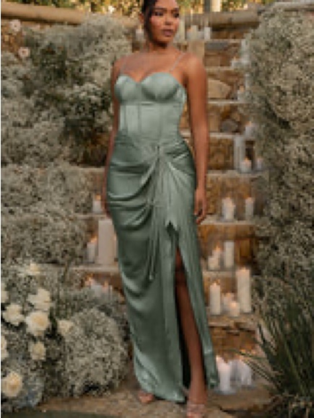 Sage Olea Satin Skirt